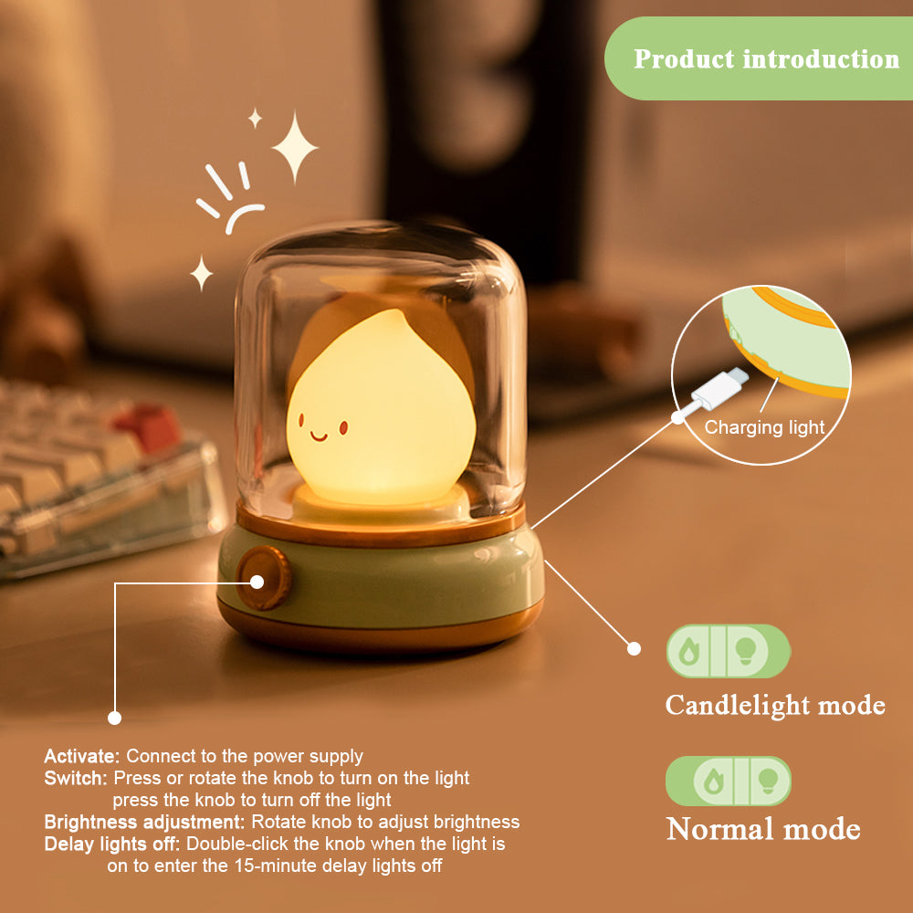 USB Rechargeable Kerosene LED Night Light Cute Flameless Candle Light With Two Modes Dimmable Campi 5