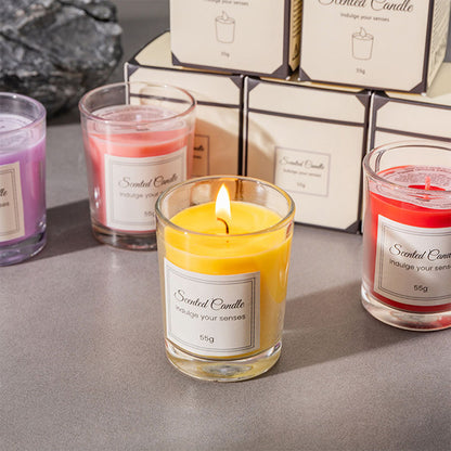 Handmade Soy Wax Aromatherapy Candle Premium Gift Box Glass, Smokeless Creative Candle Set Companion Gift for Relaxation