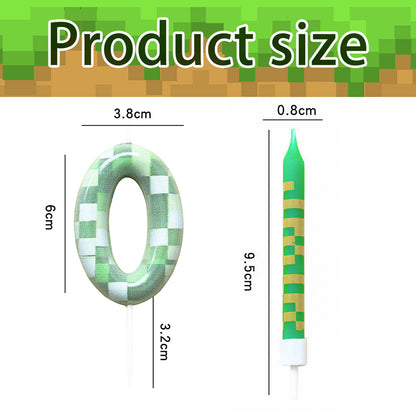 Green Candle Birthday Party Pixel Theme Birthday Party Video Game Party Decoration Cake Top Digital 11