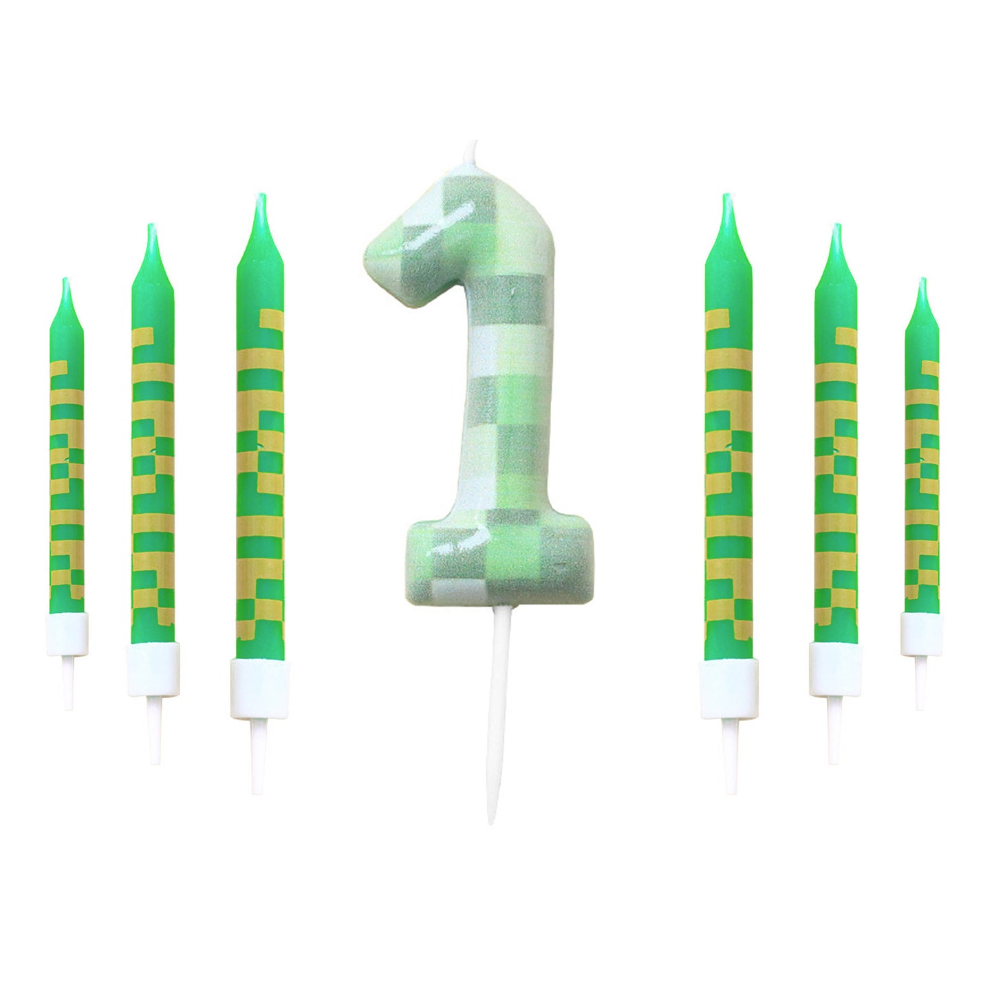 Green Candle Birthday Party Pixel Theme Birthday Party Video Game Party Decoration Cake Top Digital 7