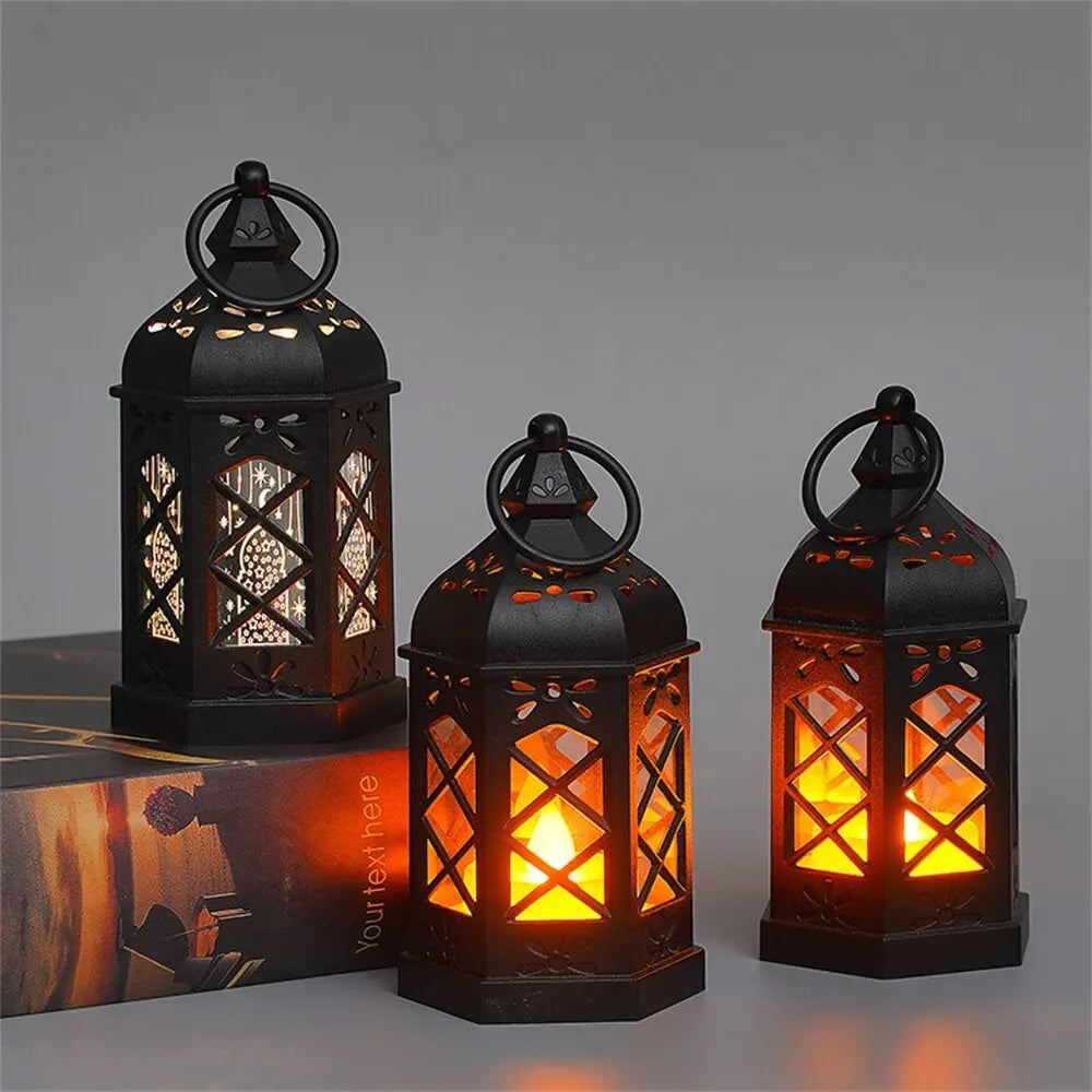 Hexagonal Retro Desktop Lamp Atmosphere Decoration, LED Wind Lamp, Candle Lamp, Creative Gift, Portable Small Horse