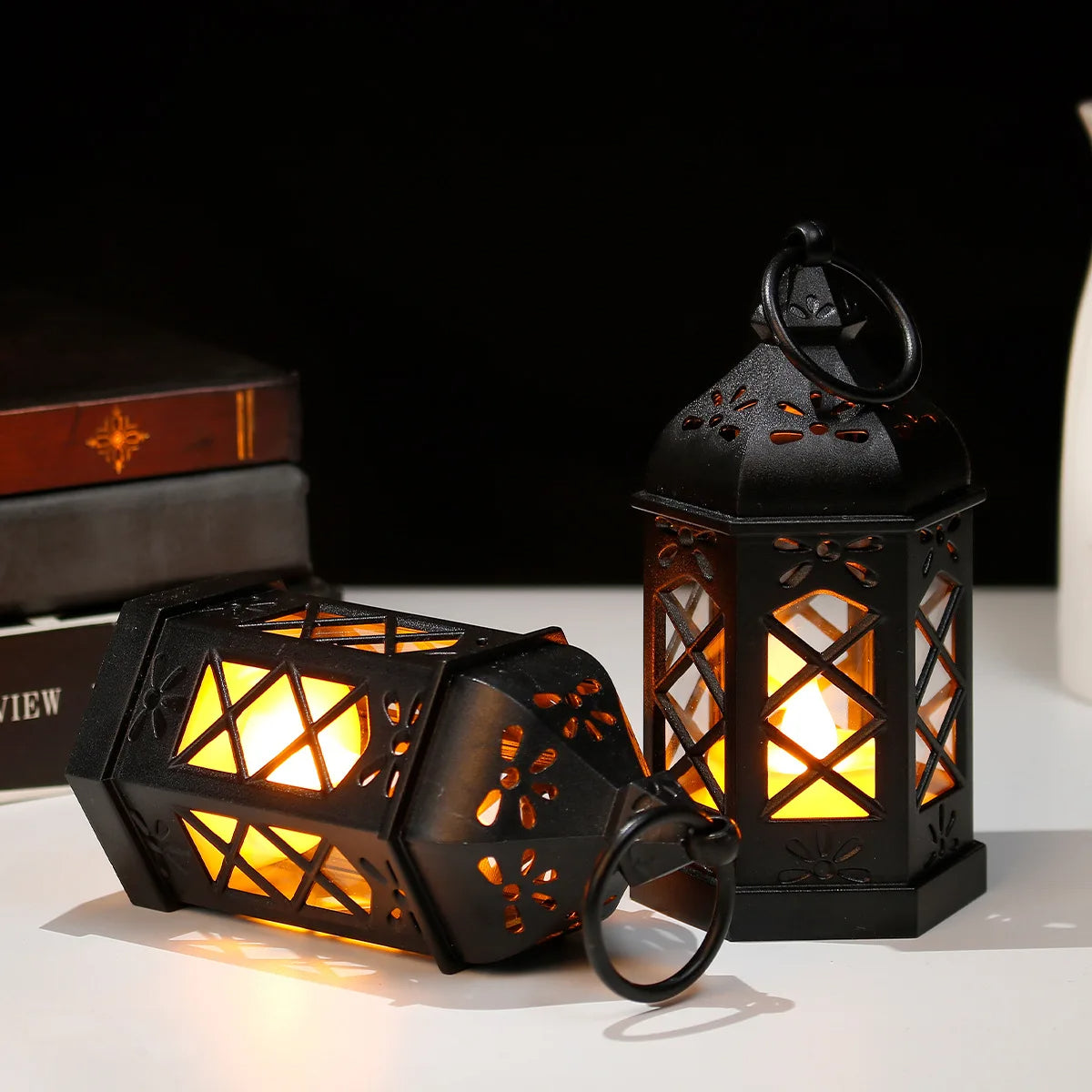 Hexagonal Retro Desktop Lamp Atmosphere Decoration, LED Wind Lamp, Candle Lamp, Creative Gift, Portable Small Horse