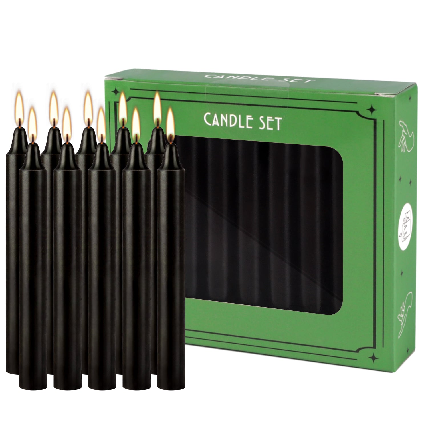 Black Pole Waxs, High-Quality, Drip-Free, Smoke-Free, Fragrance-Free Dinner Candles, Ideal for Home, Church, Family