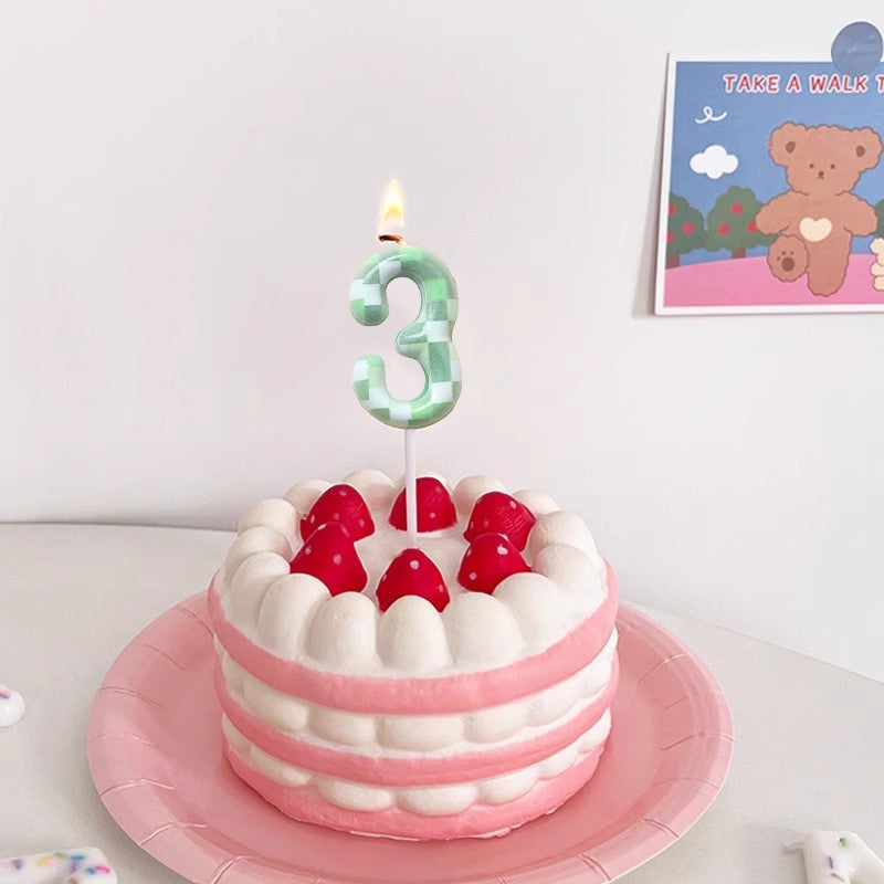 Digital Cake Candle Set For Green Theme Creative Birthday Cake Topper Decorative Green Party Cake C 1