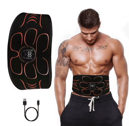 EMS Abdominal Muscle Trainer USB Rechargeable ABS Stimulator Waist Slimming Belt for Fitness and Toning
