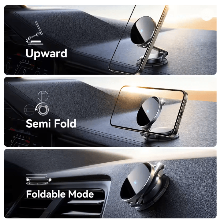 Joyroom Magnetic Car Phone Holder With 15W Wireless Fast Charger And 360 Degree Foldable Mount 3