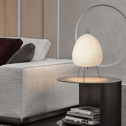 Japanese Style Rice Paper Table Lamp Tripod LED Desk Lamp for Bedroom and Living Room