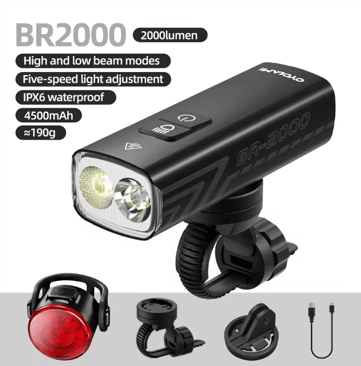 Cyclami 2000 Lumens Bike Headlight USB Rechargeable Front Bicycle Light With Aluminum Alloy Body 4