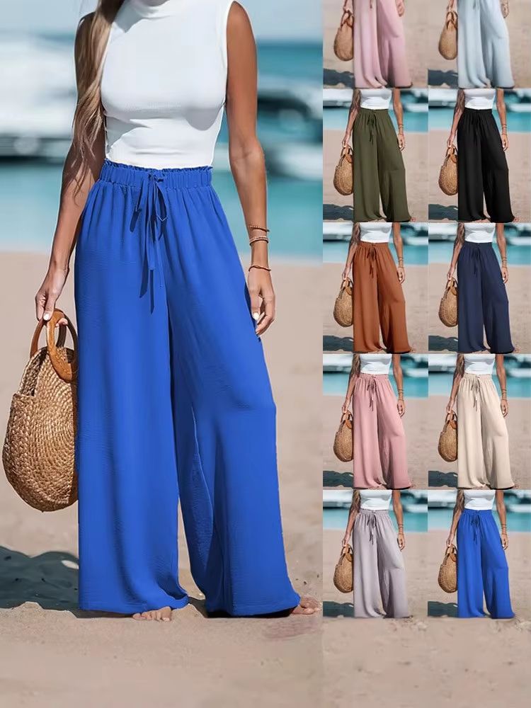 Four Seasons Wide Leg Drawstring Pants – Casual Chic Comfort for Women