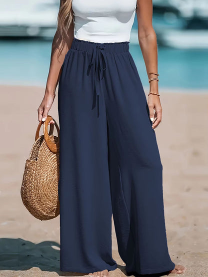 Four Seasons Wide Leg Drawstring Pants  Casual Chic Comfort For Women 12