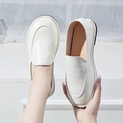 Women's Genuine Leather Loafers – Slip-On Round Toe Flats for Everyday Comfort