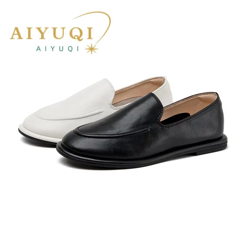 Womens Genuine Leather Loafers  SlipOn Round Toe Flats For Everyday Comfort 1