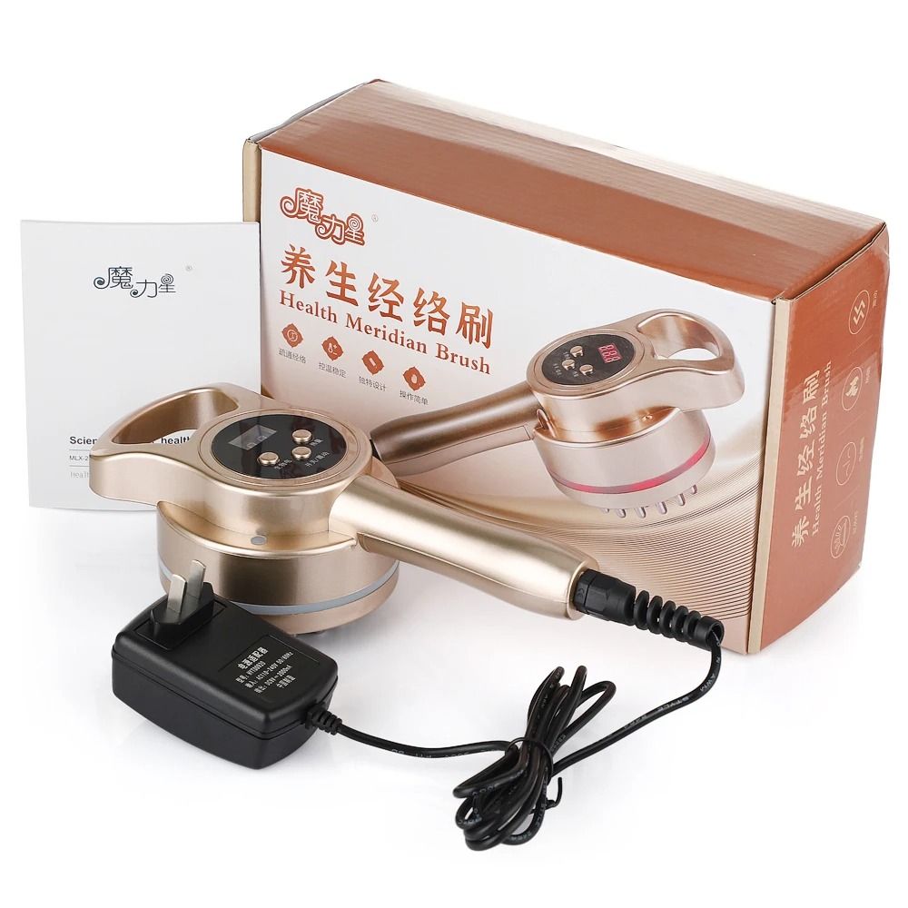 Electric Meridian Brush Body Slimming Heating Massage Device with Microcurrent and Guasha