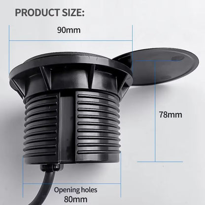 Recessed Desktop Power Socket  Round Multifunctional Plug With 2 Outlets USB  TypeC Ports 3