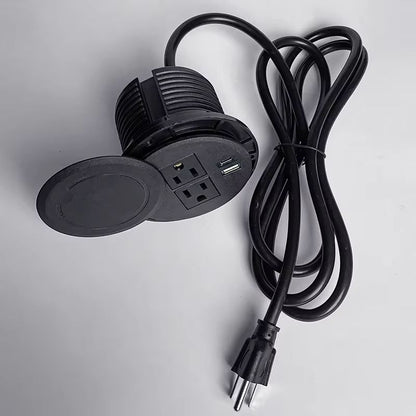 Recessed Desktop Power Socket  Round Multifunctional Plug With 2 Outlets USB  TypeC Ports 4