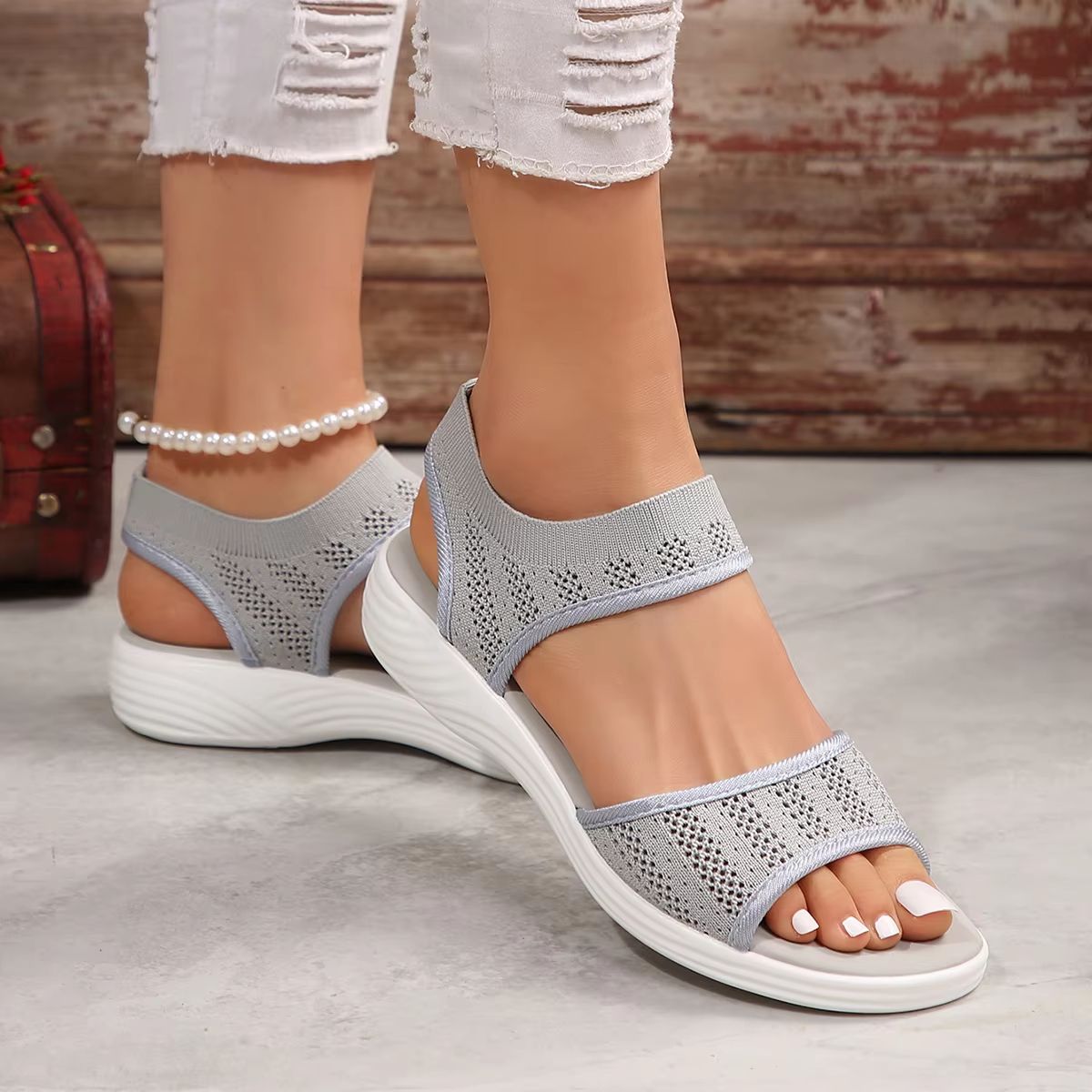 Women's Mesh Sports Sandals – Breathable Summer Flat Shoes with Open Toe & Plus Size Options