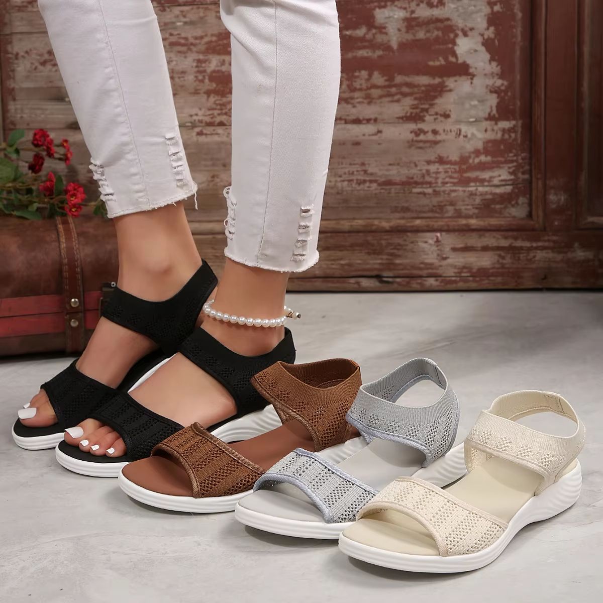 Womens Mesh Sports Sandals  Breathable Summer Flat Shoes With Open Toe  Plus Size Options 2