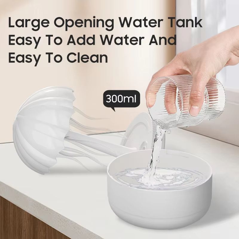 Jellyfish Essential Oil Diffuser  300ML Humidifier With 7Color LED Night Light For Home  Bedroom 5