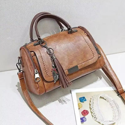 Womens Tassel Shoulder Bag  Large Capacity Crossbody Handbag With Zipper  Removable Strap 1