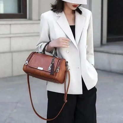 Womens Tassel Shoulder Bag  Large Capacity Crossbody Handbag With Zipper  Removable Strap 4