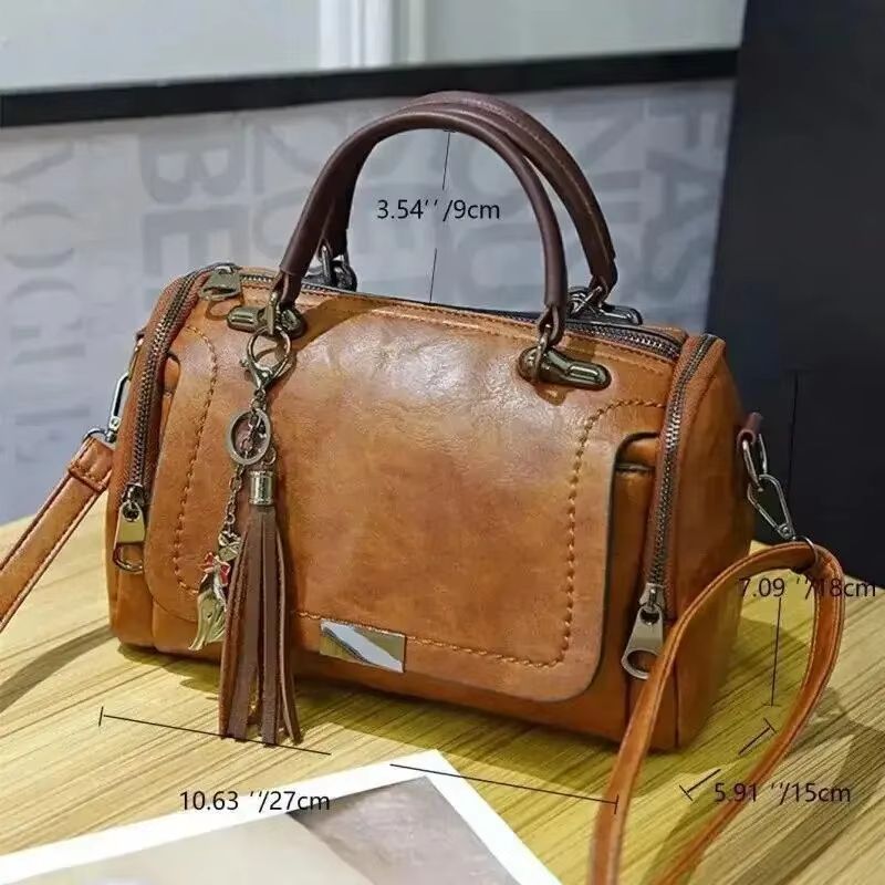 Womens Tassel Shoulder Bag  Large Capacity Crossbody Handbag With Zipper  Removable Strap 5