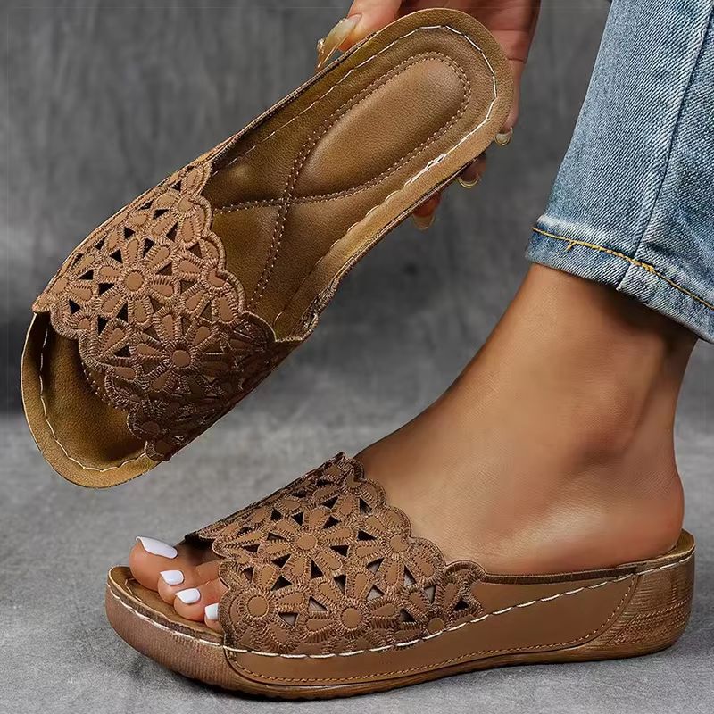 Womens Summer Wedge Sandals  Comfortable Heeled Shoes For Indoor  Outdoor Wear 6