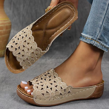 Womens Summer Wedge Sandals  Comfortable Heeled Shoes For Indoor  Outdoor Wear 8