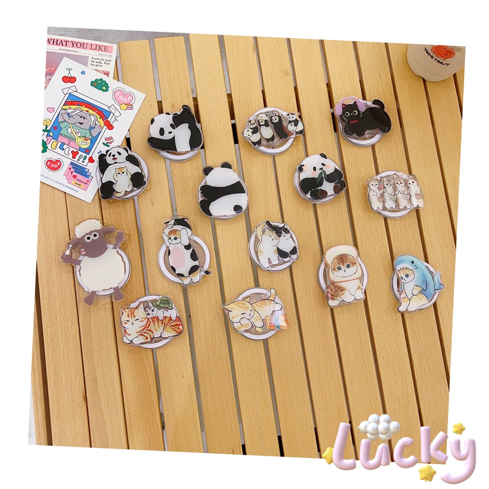 Cute Korean Cartoon Magsafe Magnetic Phone GripTok Stand for iPhone Foldable Wireless Charging Case Holder Ring