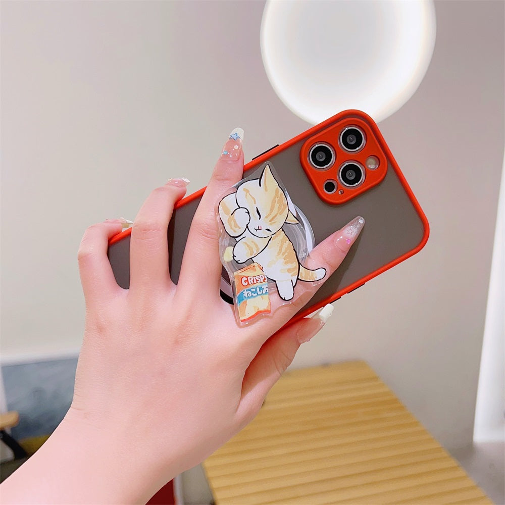 Cute Korean Cartoon Magsafe Magnetic Phone GripTok Stand for iPhone Foldable Wireless Charging Case Holder Ring