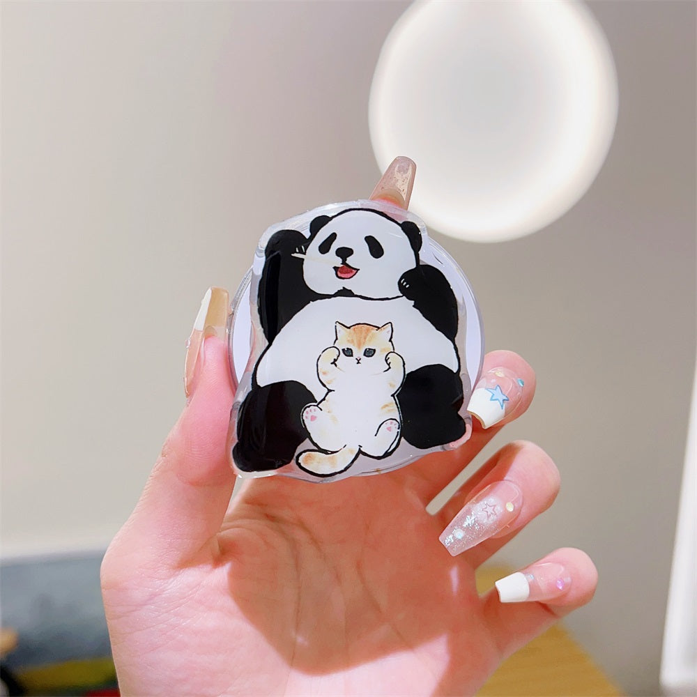 Cute Korean Cartoon Magsafe Magnetic Phone GripTok Stand for iPhone Foldable Wireless Charging Case Holder Ring