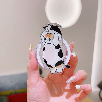 Cute Korean Cartoon Magsafe Magnetic Phone GripTok Stand for iPhone Foldable Wireless Charging Case Holder Ring