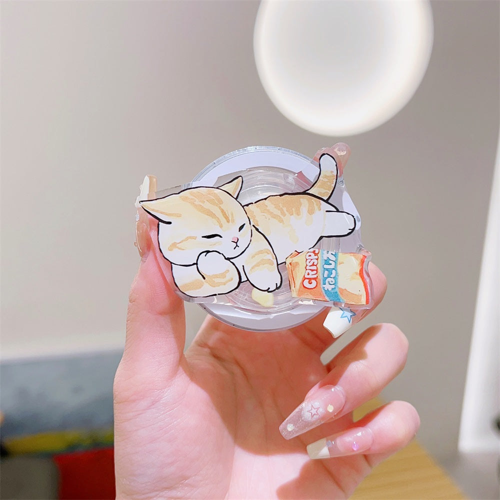 Cute Korean Cartoon Magsafe Magnetic Phone GripTok Stand for iPhone Foldable Wireless Charging Case Holder Ring