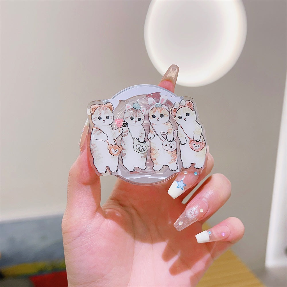 Cute Korean Cartoon Magsafe Magnetic Phone GripTok Stand for iPhone Foldable Wireless Charging Case Holder Ring