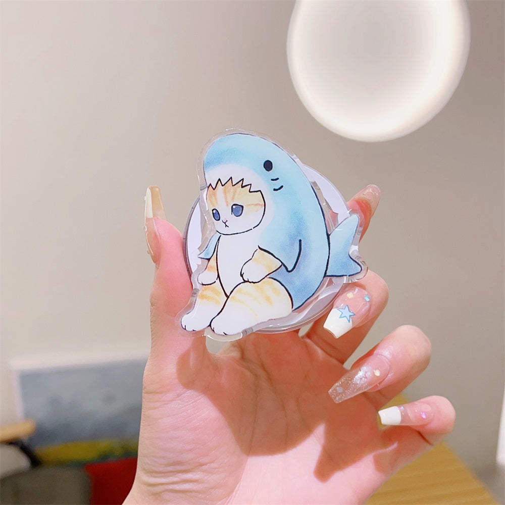 Cute Korean Cartoon Magsafe Magnetic Phone GripTok Stand for iPhone Foldable Wireless Charging Case Holder Ring