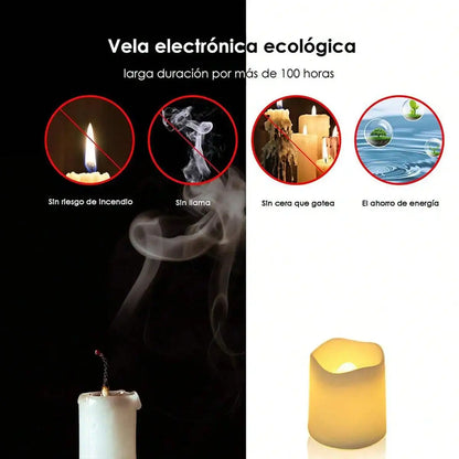 LED Candle Tea Lights Battery Operated Red Shells Romantic Decoration, Flameless Tea Lights for Weddings, Events