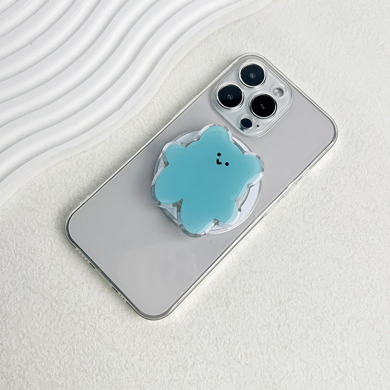 Cartoon Bear Magnetic Folding Phone Grip Holder Socket Pocket Support for Magsafe IPhone Samsung Mac Ring Finger
