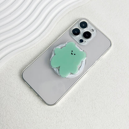 Cartoon Bear Magnetic Folding Phone Grip Holder Socket Pocket Support for Magsafe IPhone Samsung Mac Ring Finger