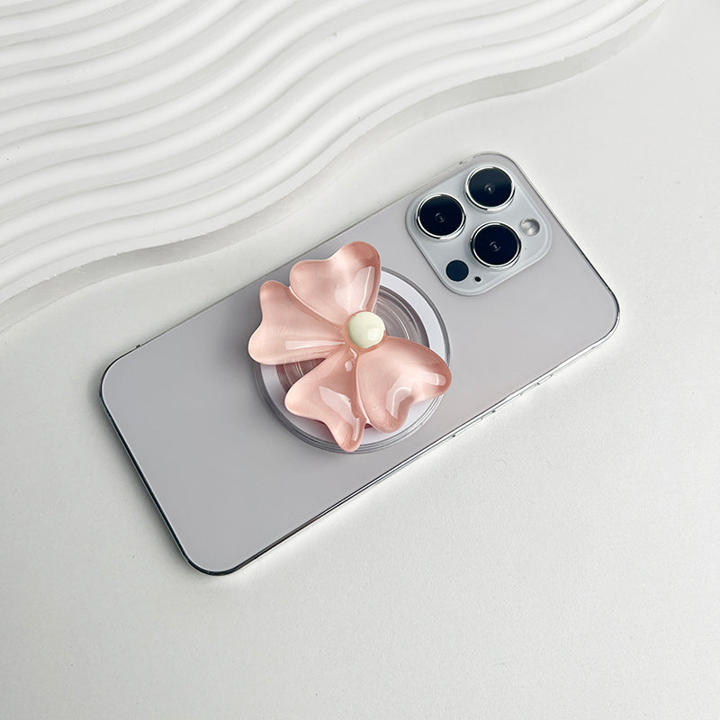 Cute Bow Magnetic Folding Phone Holder Socket Grip for MagSafe iPhone Mac Samsung Safe Ring Finger Expanding Stand