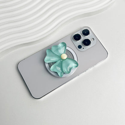 Cute Bow Magnetic Folding Phone Holder Socket Grip for MagSafe iPhone Mac Samsung Safe Ring Finger Expanding Stand