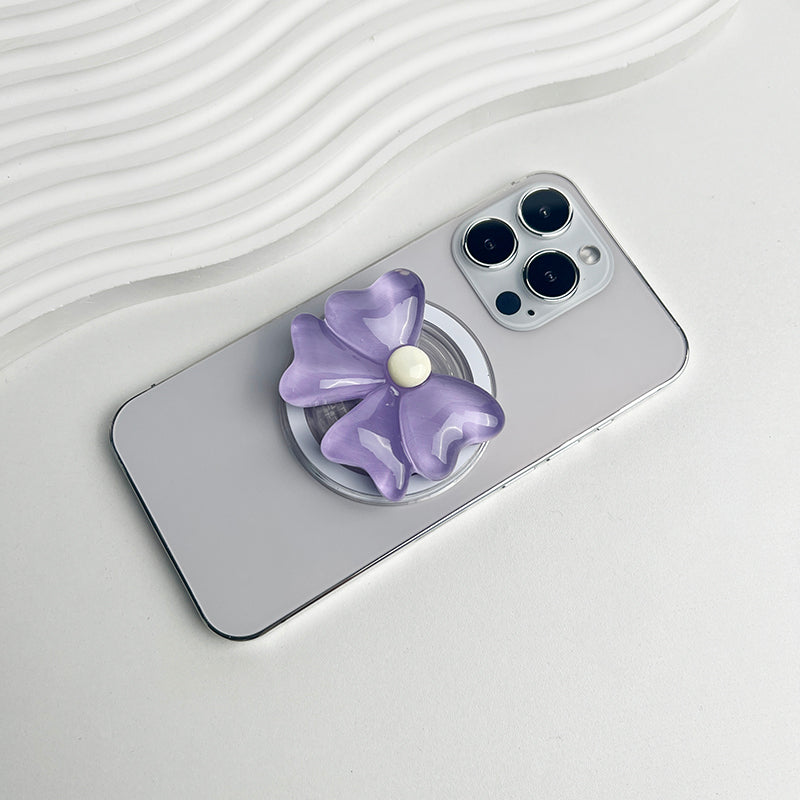 Cute Bow Magnetic Folding Phone Holder Socket Grip for MagSafe iPhone Mac Samsung Safe Ring Finger Expanding Stand