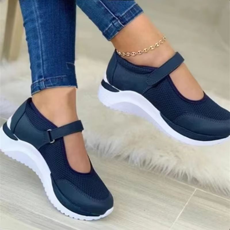 Womens Thick Sole Sneakers  Round Toe Knitted Casual Walking Shoes In Plus Sizes 3