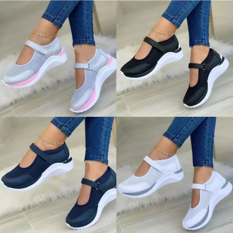 Womens Thick Sole Sneakers  Round Toe Knitted Casual Walking Shoes In Plus Sizes 4