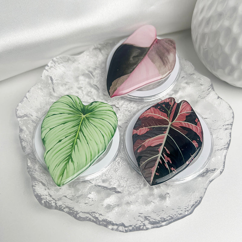 Tropical Leaf Magsafe Phone Grip Holder, Safe Ring Expanding Stand for IPhone Mac Samsung Fashion Decoration