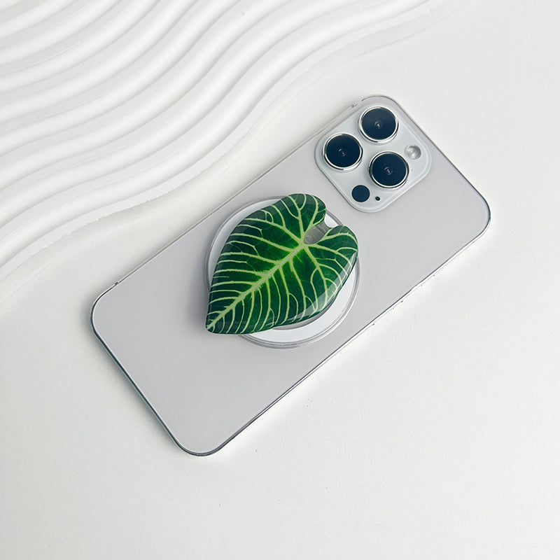Tropical Leaf Magsafe Phone Grip Holder, Safe Ring Expanding Stand for IPhone Mac Samsung Fashion Decoration