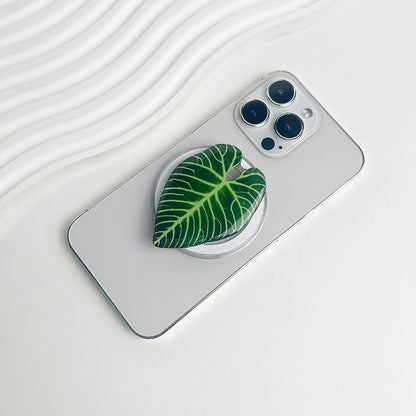 Tropical Leaf Magsafe Phone Grip Holder, Safe Ring Expanding Stand for IPhone Mac Samsung Fashion Decoration