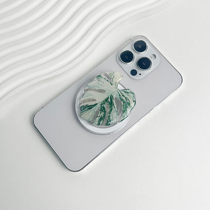 Tropical Leaf Magsafe Phone Grip Holder, Safe Ring Expanding Stand for IPhone Mac Samsung Fashion Decoration