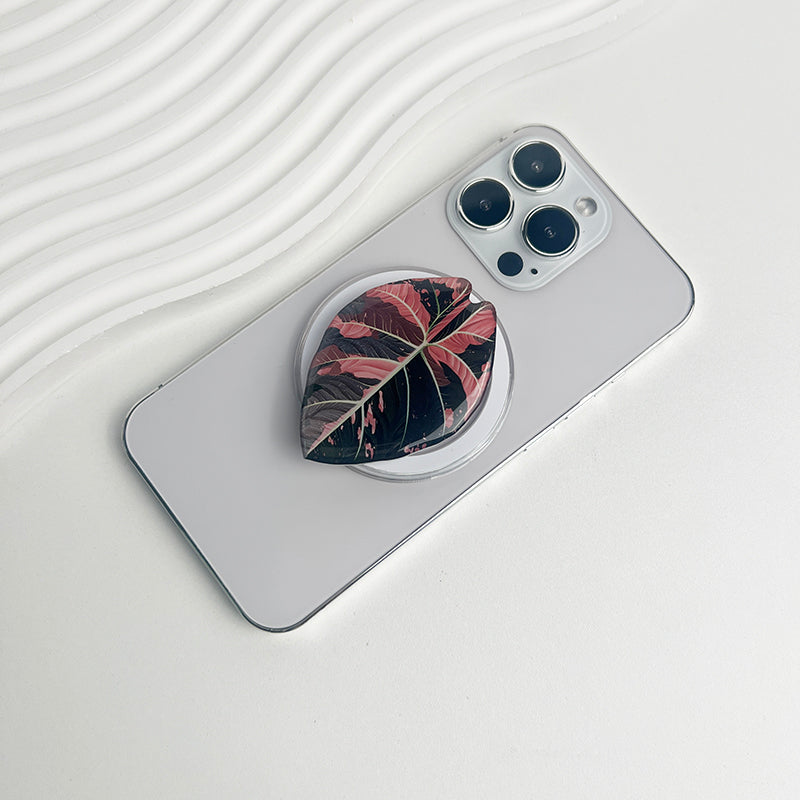 Tropical Leaf Magsafe Phone Grip Holder, Safe Ring Expanding Stand for IPhone Mac Samsung Fashion Decoration