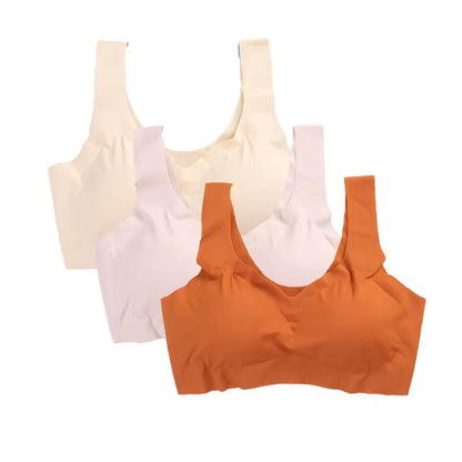3PCS Womens Ice Silk Seamless Bras  Padded PushUp Bralette Tops For Summer Comfort  Sleep 10