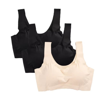 3PCS Womens Ice Silk Seamless Bras  Padded PushUp Bralette Tops For Summer Comfort  Sleep 11