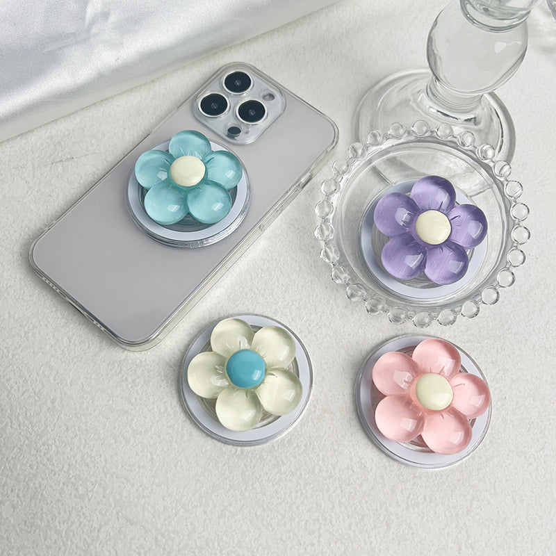 Magnetic Cute Floral Retractable Grip For Magsafe IPhone Clear Resin Candy Flower Phone Holder Fold 1